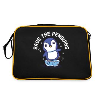 Rettet Die Pinguine Süß Pinguin Tier Liebhaber - Retro Tasche - Schwarz/Gold - Hinten