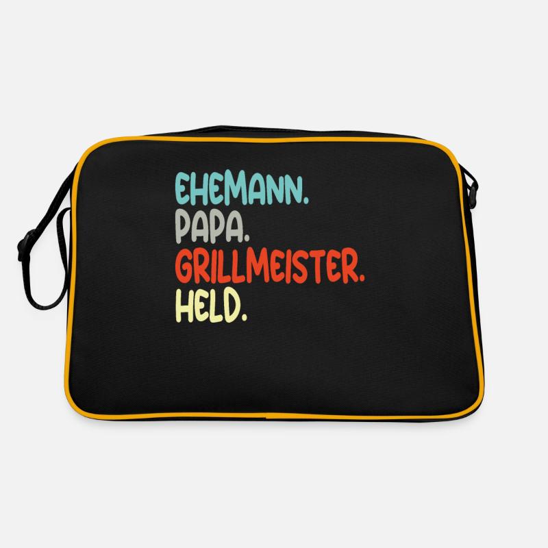 Ehemann Papa Grillmeister Held Vaterschaft Retro Tasche