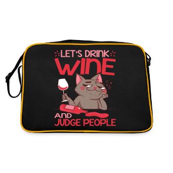 Let's Drink Wine And Judge People 17 - Retro Tasche - Schwarz/Gold - Hinten