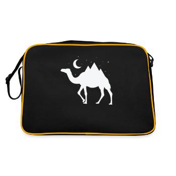 Kamel mit Bergen als Höcker bei Nacht - Retro Tasche - Schwarz/Gold - Hinten