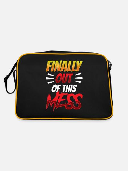Endlich Raus Aus Dem Schlamassel Rente Rentner - Retro Tasche - Schwarz/Gold - Hinten
