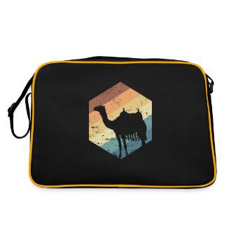 Kamel Dromedar Karawane Höcker Wüste - Retro Tasche - Schwarz/Gold - Hinten