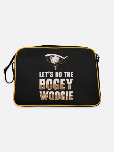 Golfspieler Golfplatz Golfer - Retro Tasche - Schwarz/Gold - Hinten