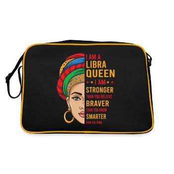 Libra Queen Geschenk Tierkreis Sternzeichen Waage - Retro Tasche - Schwarz/Gold - Hinten