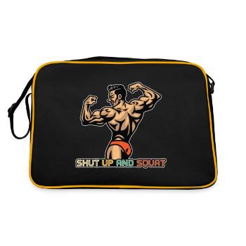 Klappe halten und hocken - Retro Tasche - Schwarz/Gold - Hinten