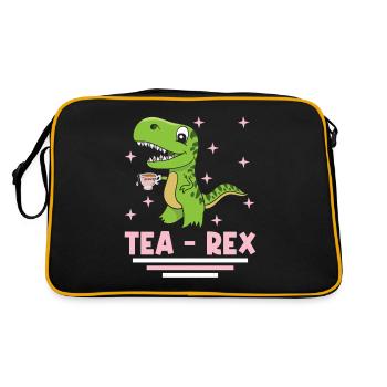 Dinosaur Tea Rex Boys Girl Saurus Gift - Retro Bag - black/gold - Back