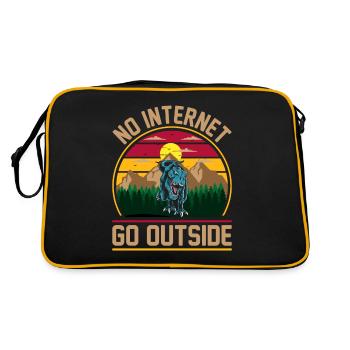 Dinosaur No Internet Go Outside Gift - Retro Bag - black/gold - Back