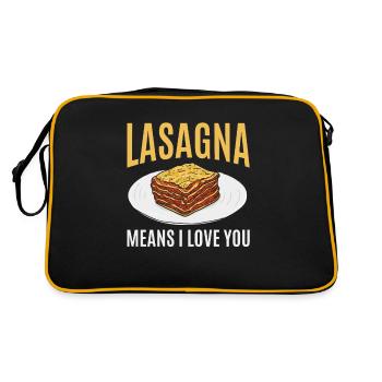 Lasagne Bedeutet "ich Liebe Dich" Für Alle - Retro Tasche - Schwarz/Gold - Hinten