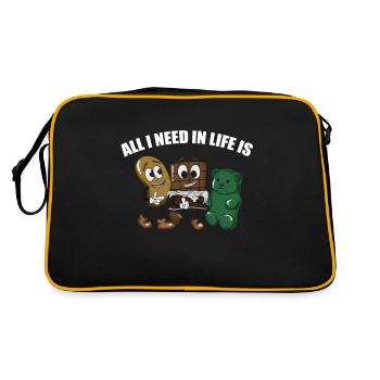 Chips, chocolate and gummy bears - Retro Bag - black/gold - Back