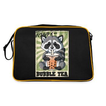 Boba Tea Raccoon Bubble Tea - Retro Bag - black/gold - Back