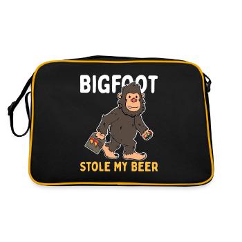 Bigfoot hat mein Bier gestohlen - Retro Tasche - Schwarz/Gold - Hinten