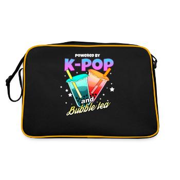 K Pop Und Bubble Tee - Retro Tasche - Schwarz/Gold - Hinten