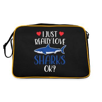 J’aime les requins vraiment ok requin à dents de requin - Sac Retro - noir/or - Dos