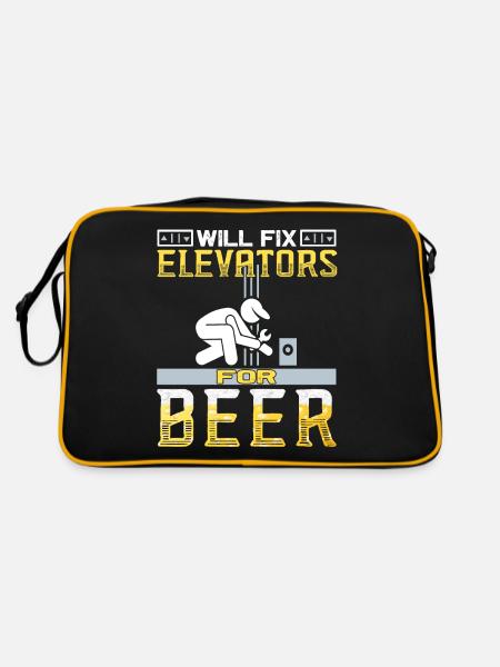 Elevator Inspector - Elevator Mechanic - Retro Bag - black/gold - Back