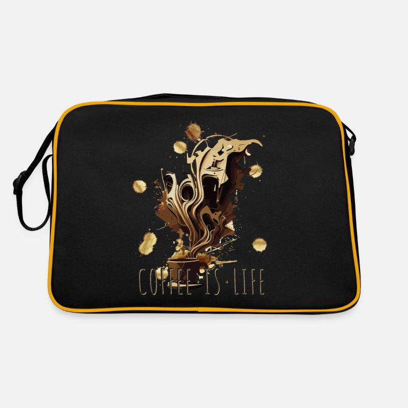 Coffee Is Life Kaffee Surrealismus AI Art Style - Retro Tasche - Schwarz/Gold
