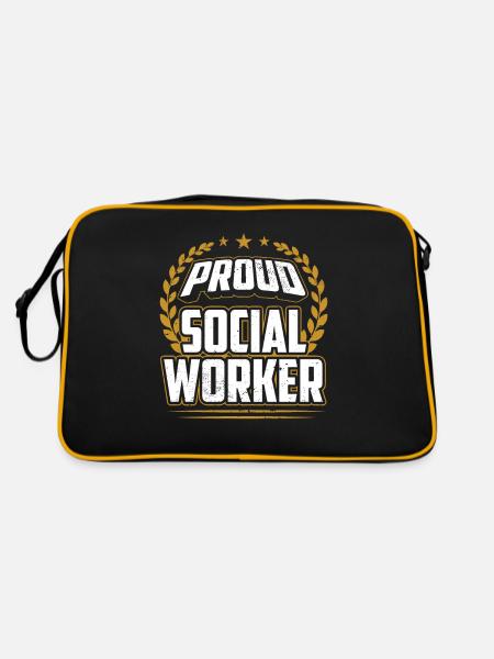 Stolze Sozialarbeiterin Sozialarbeiter Ausbildung - Retro Tasche - Schwarz/Gold - Hinten