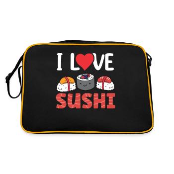 Ich Liebe Sushi Fan Essen Liebhaber Sprüche - Retro Tasche - Schwarz/Gold - Hinten