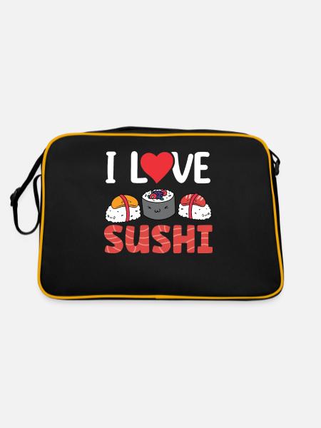 I Love Sushi Fan Food Lover Sayings - Retro Bag - black/gold - Back