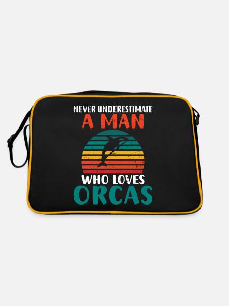 Orca Wal Geschenke - Retro Tasche - Schwarz/Gold