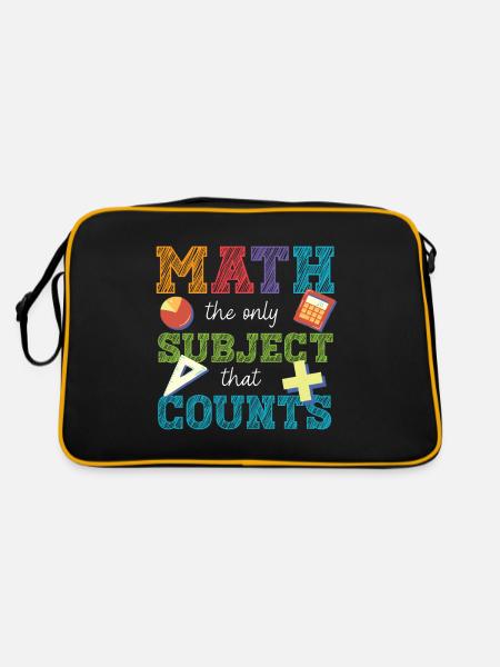 Lustiger Mathe Lehrer Spruch Mathematik - Retro Tasche - Schwarz/Gold - Hinten