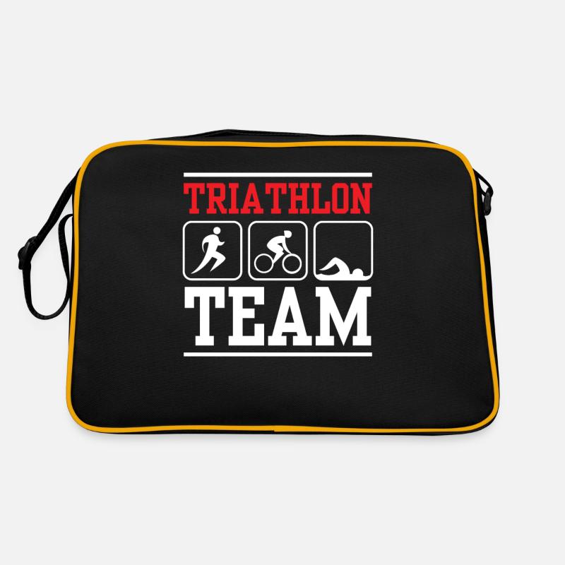 Triathlon Team Triathlons Triathlet Triathletin - Retro Tasche - Schwarz/Gold