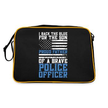 Un policier soutient le bleu pour les forces de l’ordre - Sac Retro - noir/or - Dos