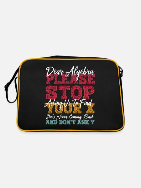 Lustiger Mathe Lehrer Spruch Mathematik - Retro Tasche - Schwarz/Gold - Hinten