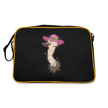 Ostrich Bird Lady in Africa - Retro Bag - black/gold - Back