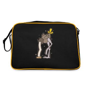 Ostrich with head in the ground ratite - Retro Bag - black/gold - Back