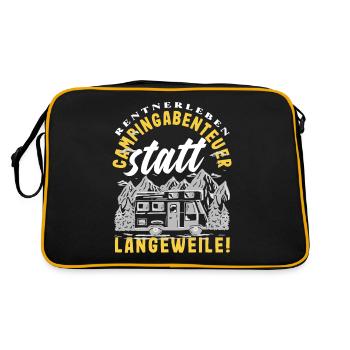 Rentnerleben - Campingabenteuer statt Langeweile - Retro Tasche - Schwarz/Gold - Hinten