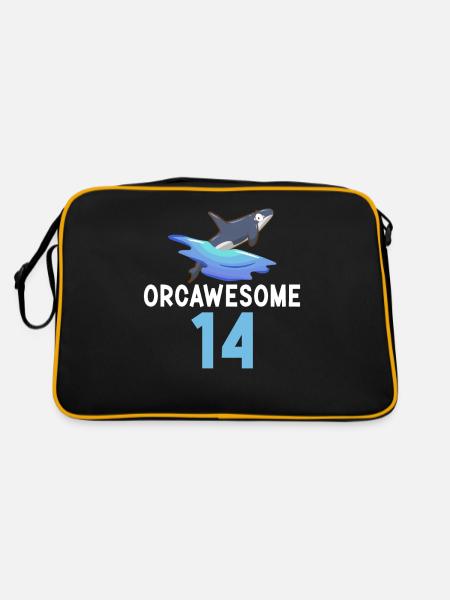 Orca Wal Geschenke - Retro Tasche - Schwarz/Gold