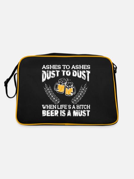 Feiern Bier Party Spruch I Biertrinken - Retro Tasche - Schwarz/Gold - Hinten