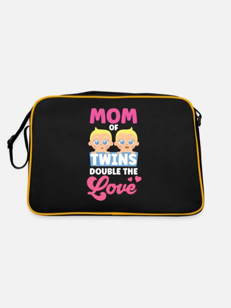 Mutter Von Zwillingen Doppelte Liebe Zwilling - Retro Tasche - Schwarz/Gold - Hinten