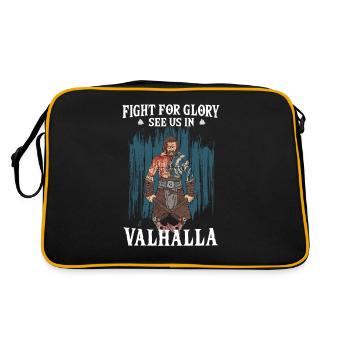 Fight For Glory See Us In Valhalla I Mythology - Retro Tasche - Schwarz/Gold - Hinten