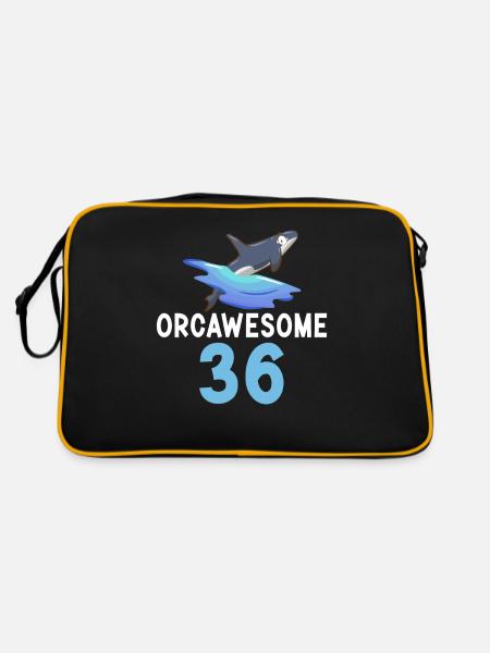 Cadeaux de baleines orques - Sac Retro - noir/or - Dos