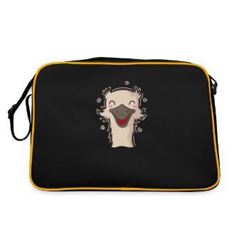 happy ostrich ratite animal - Retro Bag - black/gold - Back