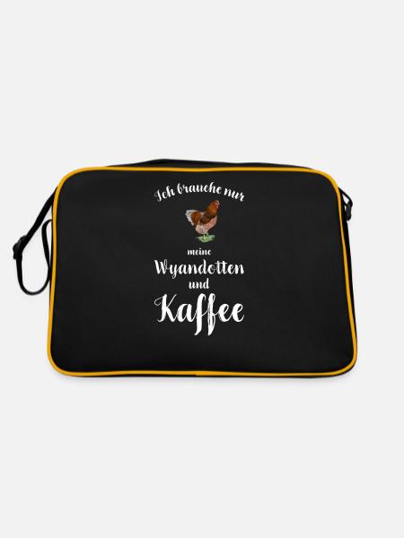 Wyandotten Huhn I Henne Ei Hahn Motiv für - Retro Tasche - Schwarz/Gold - Hinten