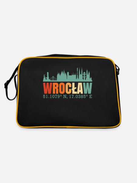 Pologne Wroclaw Skyline - Sac Retro - noir/or - Dos