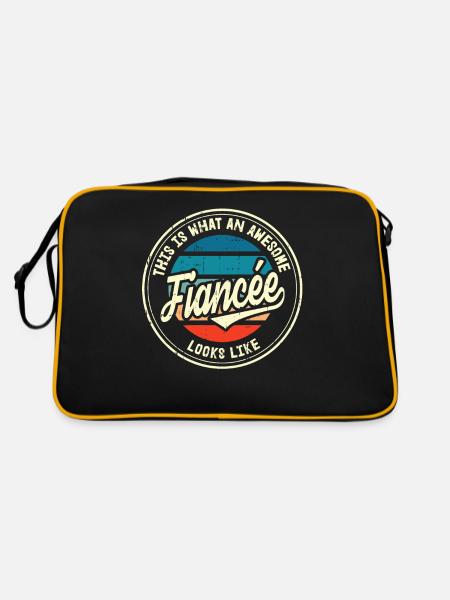 Verlobte Beste Hochzeitsantrag Retro Geschenk - Retro Tasche - Schwarz/Gold - Hinten