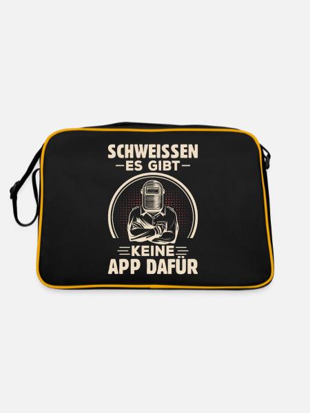Schweissen Es Gibt Keine App Dafür Metallbauer - Retro Tasche - Schwarz/Gold - Hinten