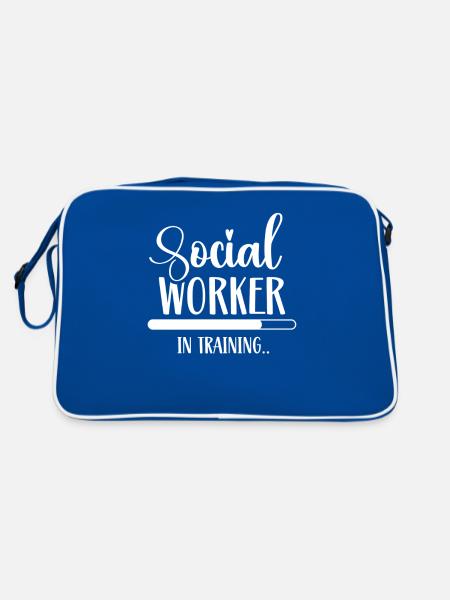 Social Worker In Training Trainee - Retro Bag - blue/white - Back