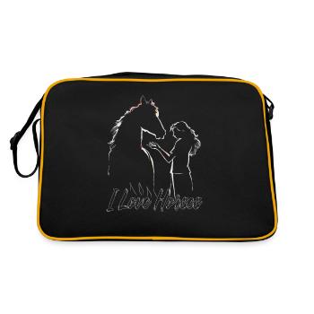 Mädchen In Einem Missionspferd Mädchen - Retro Tasche - Schwarz/Gold - Hinten