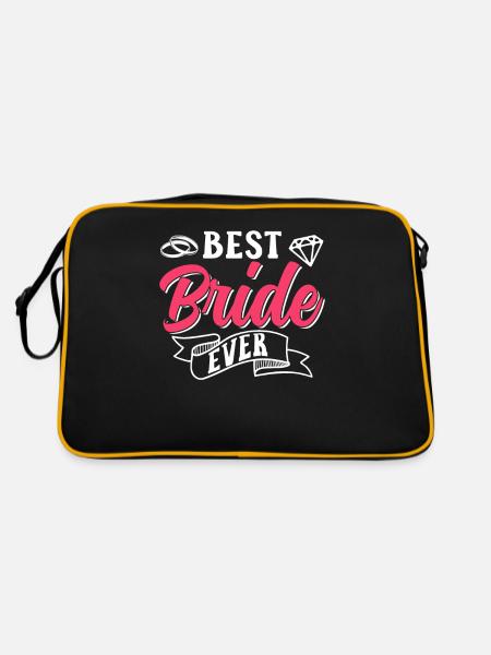 Beste Braut Aller Zeiten Hochzeit Bräute Heiraten - Retro Tasche - Schwarz/Gold - Hinten
