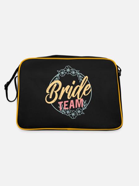 Team Braut Party Hochzeit Bräute Heiraten - Retro Tasche - Schwarz/Gold - Hinten