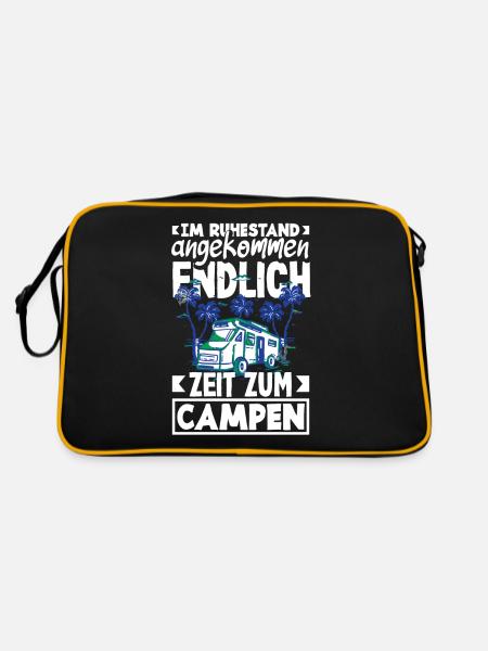 Im Ruhestand angekommen - endlich Zeit zum Campen - Retro Tasche - Schwarz/Gold - Hinten