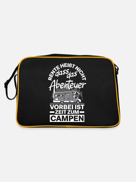 Rente heißt Zeit zum Campen - Retro Tasche - Schwarz/Gold - Hinten