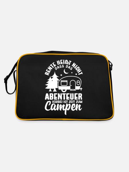 Rente heißt Zeit zum Campen - Retro Tasche - Schwarz/Gold - Hinten