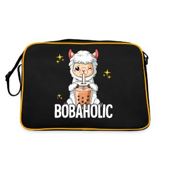 Bubble Tea Lama Boba Tea Bobaholic - Retro Tasche - Schwarz/Gold - Hinten
