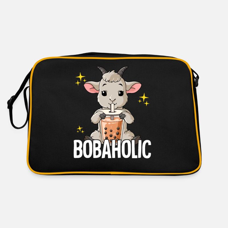 Bubble Tea Goat Boba Tea Bobaholic - Retro Bag - black/gold