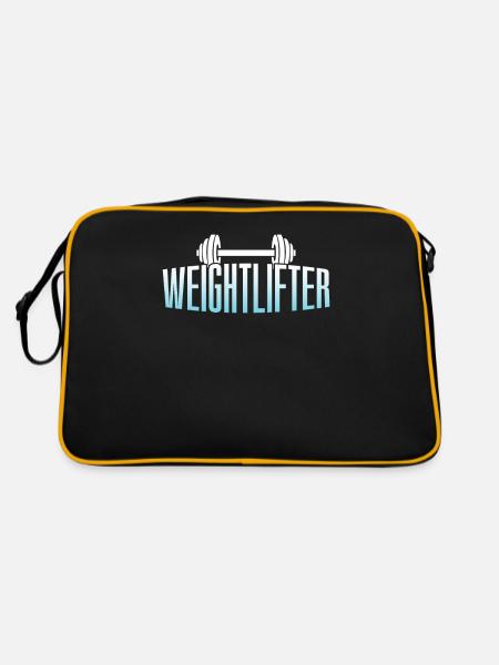 Gewichtheber Workout Gym Fitness Gewichtheben - Retro Tasche - Schwarz/Gold - Hinten